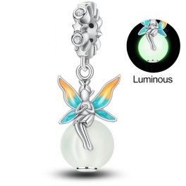   Ezüst charm fluoreszkáló tündérrel – Világító Tündérálom