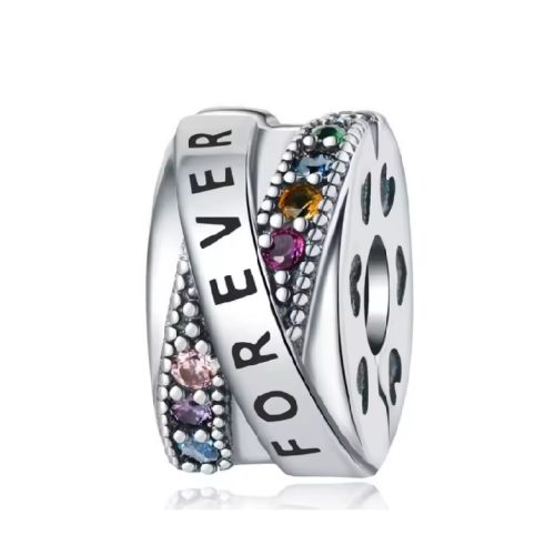 Forever stopper charm – szivárványos kövekkel