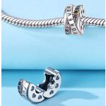 Ezüst klip charm szivárványos kövekkel – Forever - stopper