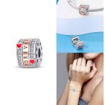 Ezüst klip charm Forever felirattal, rose gold színű részletekkel - Forever Love 