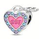 Ezüst szív lakat charm BFF felirattal és színes cirkóniákkal – Best Friends Forever