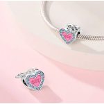 Ezüst szív lakat charm BFF felirattal és színes cirkóniákkal – Best Friends Forever