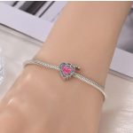 Ezüst szív lakat charm BFF felirattal és színes cirkóniákkal – Best Friends Forever