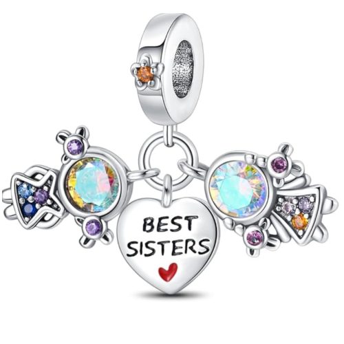 Ezüst charm "Best Sisters" felirattal – Testvéri szeretet
