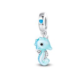 Ezüst charm fluoreszkáló tengeri csikóval