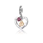 Ezüst szív függő charm baba lábnyommal – Baby Love