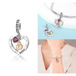 Ezüst szív függő charm baba lábnyommal – Baby Love