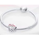 Ezüst szív charm Mom I Love You felirattal - Anyukáknak