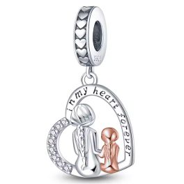 Örökre a szívemben – anya és lánya ezüst charm