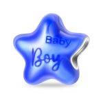 Ezüst színváltós csillag charm  – Baby Boy felirattal 