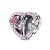 Ezüst szív charm szerelmes párral és rózsaszín cirkóniákkal – romantikus Valentin ajándék