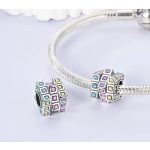 Ezüst Rubik-kocka charm színes cirkóniákkal