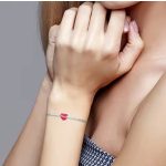 Szív charm „Hope” felirattal, pink zománccal – Remény