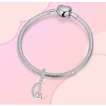 Ezüst függő anya és lánya charm félhold formában „Love you forever” felirattal – Örök gondoskodás