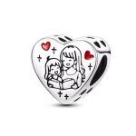 Ezüst anya–lánya szív charm – Köszönöm, hogy te vagy az anyukám