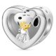 Snoopy és Woodstock ezüst szív charm