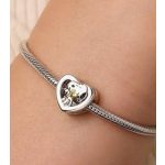 Snoopy és Woodstock ezüst szív charm
