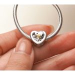 Snoopy és Woodstock ezüst szív charm