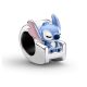 Stitch charm kék figurával fotelben - ezüst