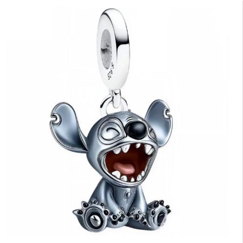 Stitch függő charm ásító figurával – ezüst