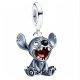 Stitch függő charm ásító figurával – ezüst