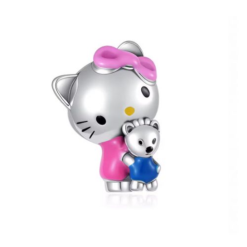 Hello Kitty charm kiscicával - ezüst