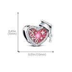 2026 ballagási szív charm rózsaszín színben diploma sapkával – ezüst