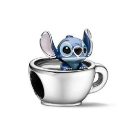 Stitch charm csésze motívummal – ezüst