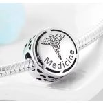 Ezüst orvos charm – Medicina felirattal, egészségügyi szimbólummal