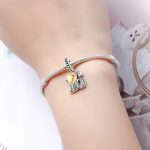 Ezüst 16-os születésnapi függő charm arany szívvel