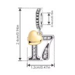 Ezüst 17-es születésnapi függő charm arany szívvel