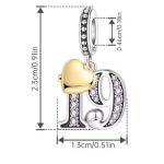 Ezüst 19-es születésnapi függő charm arany szívvel