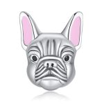 Ezüst francia bulldog charm rózsaszín fülekkel