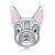 Ezüst francia bulldog charm rózsaszín fülekkel
