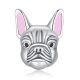 Ezüst francia bulldog charm rózsaszín fülekkel