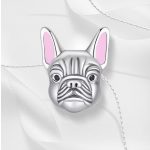 Ezüst francia bulldog charm rózsaszín fülekkel