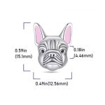 Ezüst francia bulldog charm rózsaszín fülekkel