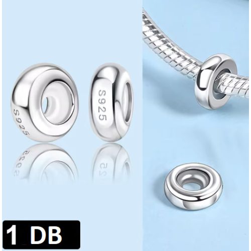Ezüst stopper charm szilikonbetéttel – 925 sterling ezüst