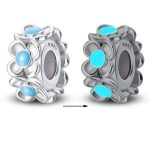 Világító ezüst stopper charm - türkizkék betétekkel