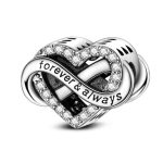 Ezüst végtelen szív charm „Forever & Always” felirattal és cirkóniákkal
