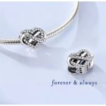 Ezüst végtelen szív charm „Forever & Always” felirattal és cirkóniákkal