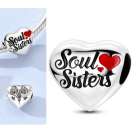   Testvér és barátnő charm „Soul Sisters” 925 sterling ezüst