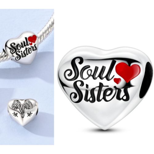 Testvér és barátnő charm „Soul Sisters” 925 sterling ezüst