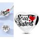 Testvér és barátnő charm „Soul Sisters” 925 sterling ezüst