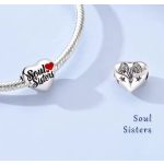 Testvér és barátnő charm „Soul Sisters” 925 sterling ezüst
