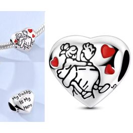 Az apukám a hősöm szív charm 925 sterling ezüst