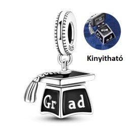   Ballagási diploma sapka charm 925 sterling ezüst – nyitható