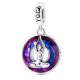 Jóga és csakra 925 sterling ezüst függő charm lila díszítéssel