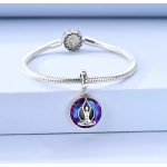 Jóga és csakra 925 sterling ezüst függő charm lila díszítéssel