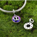 Jóga és csakra 925 sterling ezüst függő charm lila díszítéssel